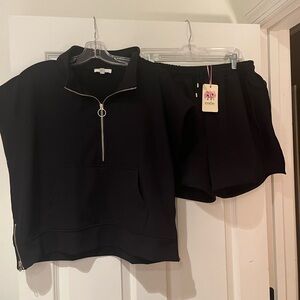 NWT, black shorts set